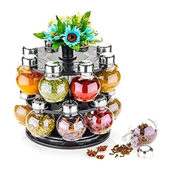 GR-Revolving Spice Box Masala Rack - 16-Piece Spic...