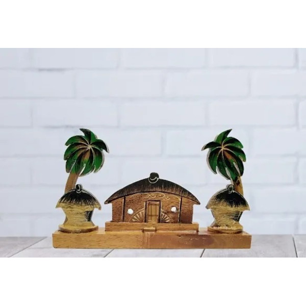 GR-Wooden Hut Scenery Showpiece - Decorative Item for Home, Office, and Living Room [Low Budget Product]