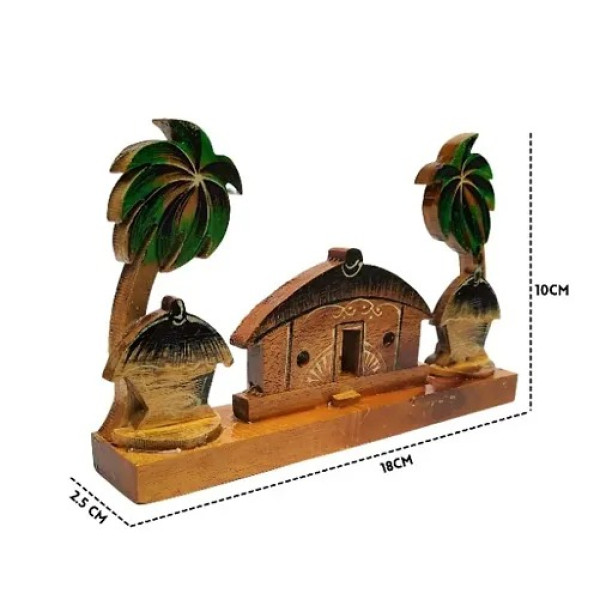 GR-Wooden Hut Scenery Showpiece - Decorative Item for Home, Office, and Living Room [Low Budget Product]