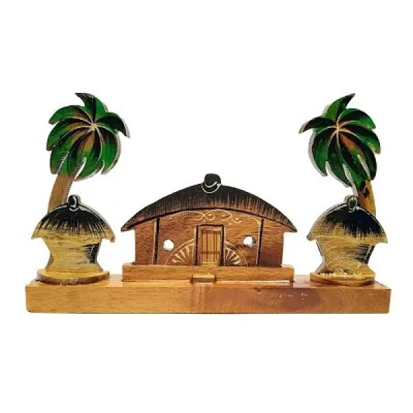 GR-Wooden Hut Scenery Showpiece - Decorative Item for Home, Office, and Living Room [Low Budget Product]