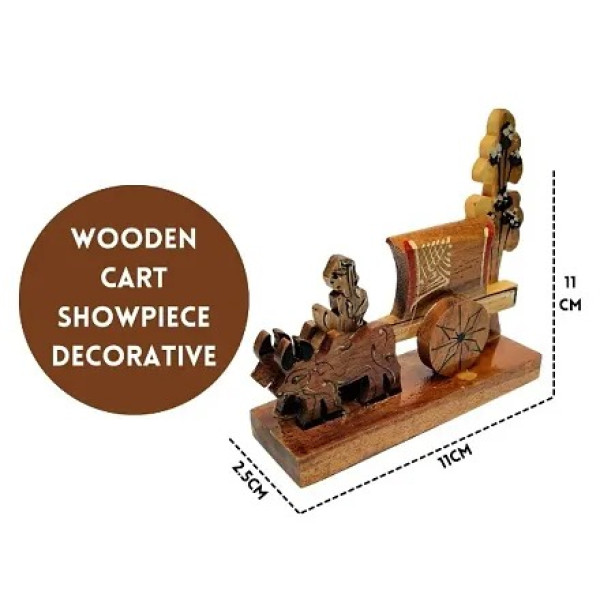 GR-Wooden Bullock Cart Scenary Showpiece Figurine Item For Home Office Decoration [Low Budget Product]