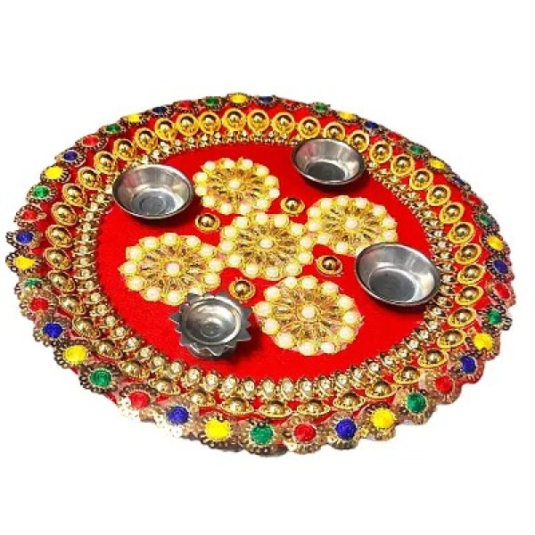 GR-Stainless Steel Decorative Pooja Aarti Thali || Puja Articles [Low Budget Product]