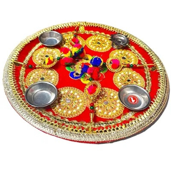 GR-Stainless Steel Decorative Pooja Aarti Thali || Puja Articles [Low Budget Product]