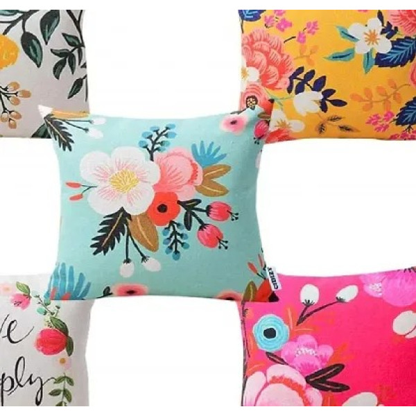 GR-Comfortable Polyester Digital Printed Square Shaped Cushion Covers- Pack Of 5 [Low Budget Product]