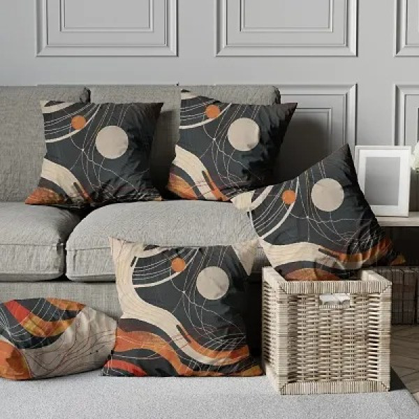 GR-Digital Printed Cushion Cover Set of 5 - Black ...