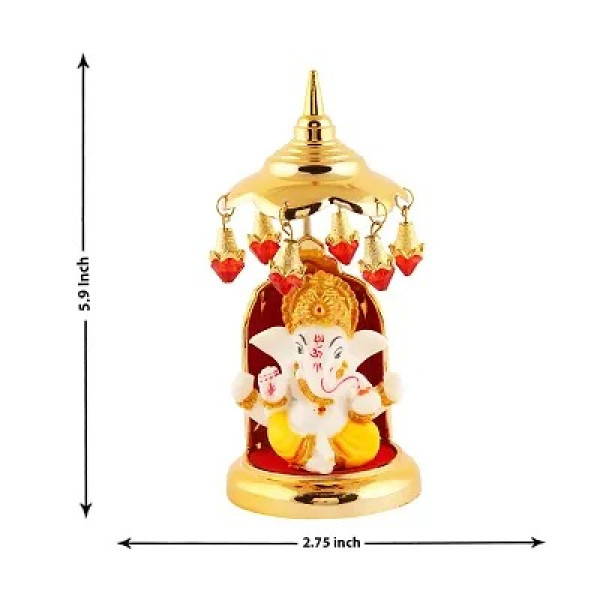 GR-Lord Ganesha Indian/Hindu Goddess, Statue With Gold Plated Umbrella Stand [Low Budget Product]