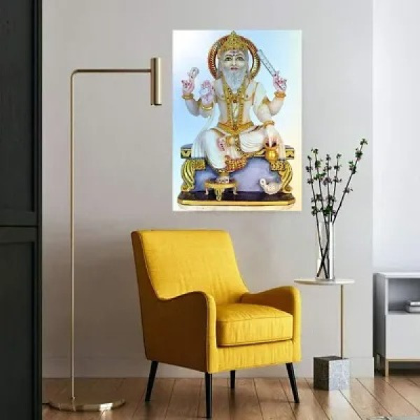 GR-Voorkoms Lord Shree Vishkarma Ji God Sunboard Wall Poster [Premium Product]