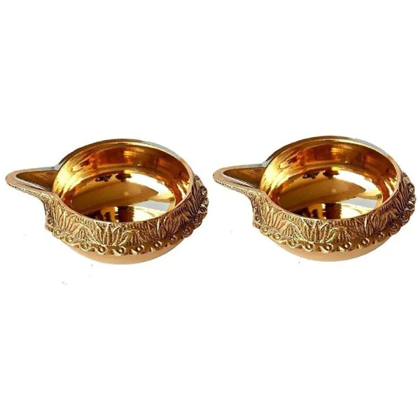 GR-Denique Brass Kuber Diya Engraved Design Diyas ...