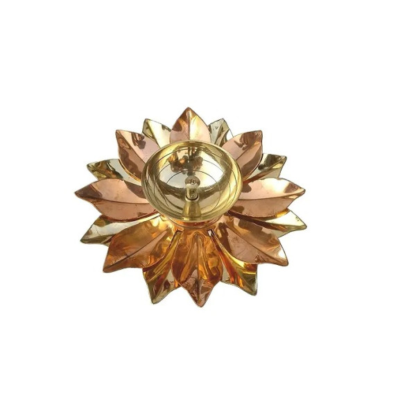 GR-Copper And Brass Kamal Ptta Akhand Diya With Fa...