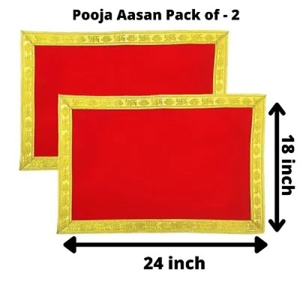 GR-Red Velvet Pooja Aasan (18" x 24") [Low Budget Product]