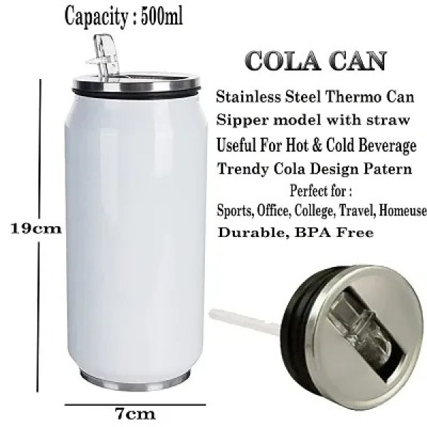 GR-Stainless Steel Have Hope Be Strong Quote Can Shape Water Bottle (500ml, White) [Premium Product]