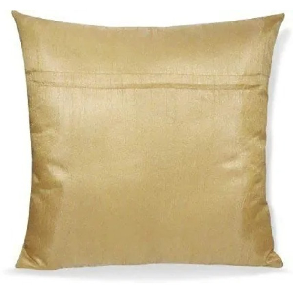 GR-Cushion Cover Set of 5: Beige Golden Striped Polyester [Low Budget Product]