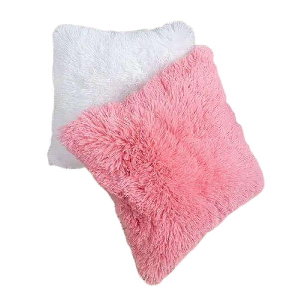 GR-Decorative Set of 2 Faux Fur Pillows - White Pi...