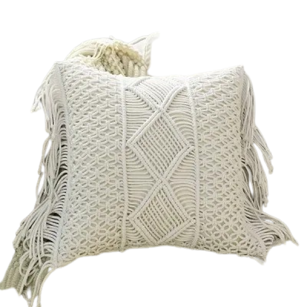 GR-Handmade Macrame Cushion Cover 16 x 16 Inches -...