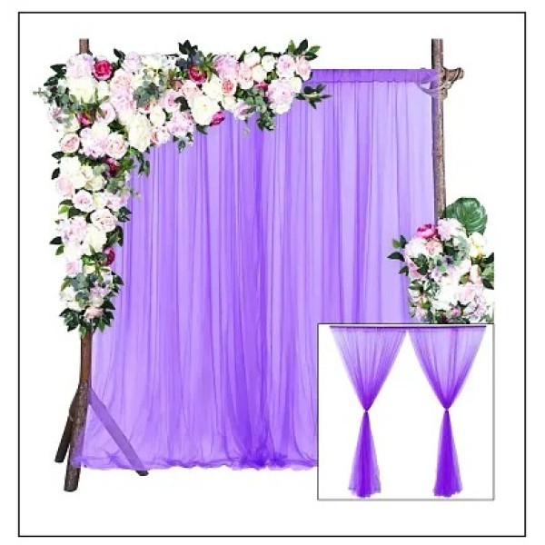 GR-Regal Radiance: Purple Backdrop Tulle Net Curta...