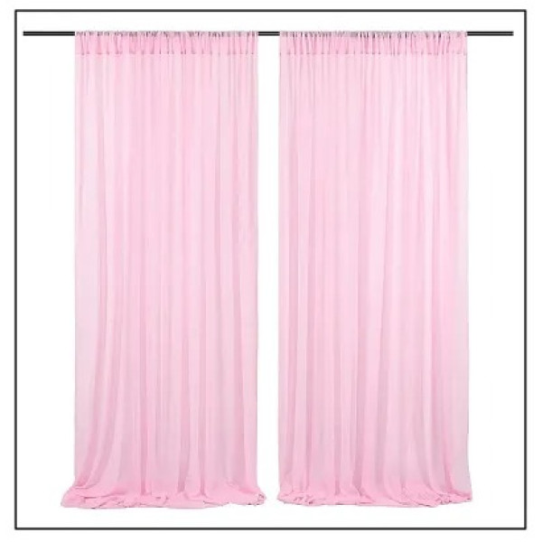 GR-Blushing Elegance: Pink Backdrop Tulle Net Curt...