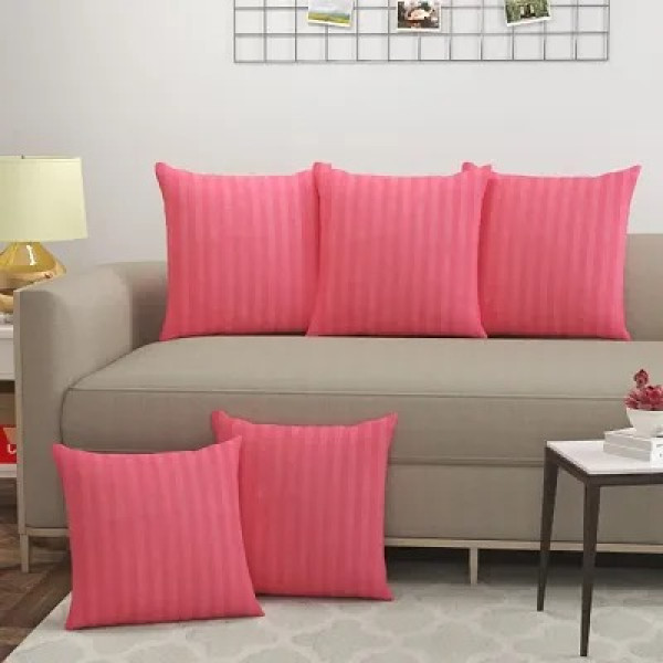 GR-Stripes Decorative Zipper Throw Pillow Cushion Covers Set of 5 - Pink [Low Budget Product]