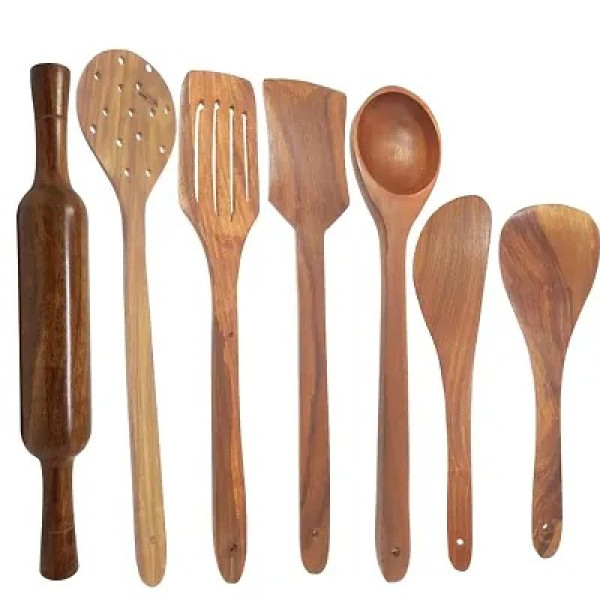 GR-Sustainable Style: 7-Piece Wooden Cutlery Set for Eco-Conscious Dining [Low Budget Product]