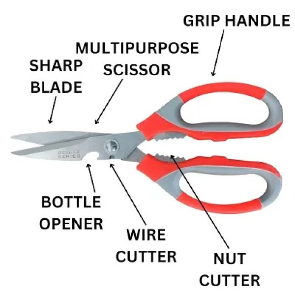 GR-Stainless Steel Scissor for Kitchen, Office, Garden - Multipurpose Craft Work Scissor for Home Use (Multicolor) - Big Size [Low Budget Product]