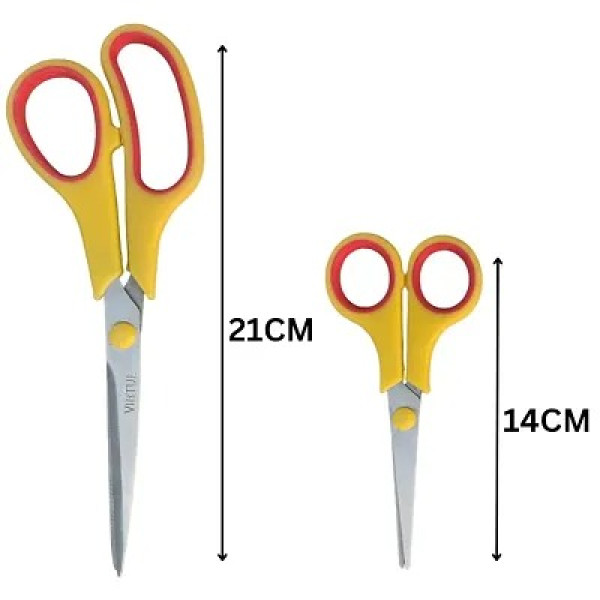 GR-Stainless Steel Scissors for Kitchen, Office, Garden, Multipurpose Craft Work - Home Use (Multicolor) - Pack of 2 [Low Budget Product]