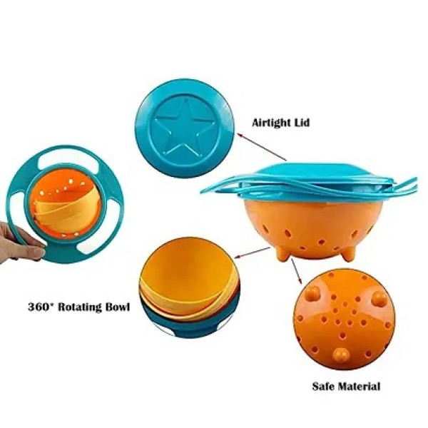 GR-Plastic Universal 360 Degrees Rotates Spill Proof Bowl [Low Budget Product]