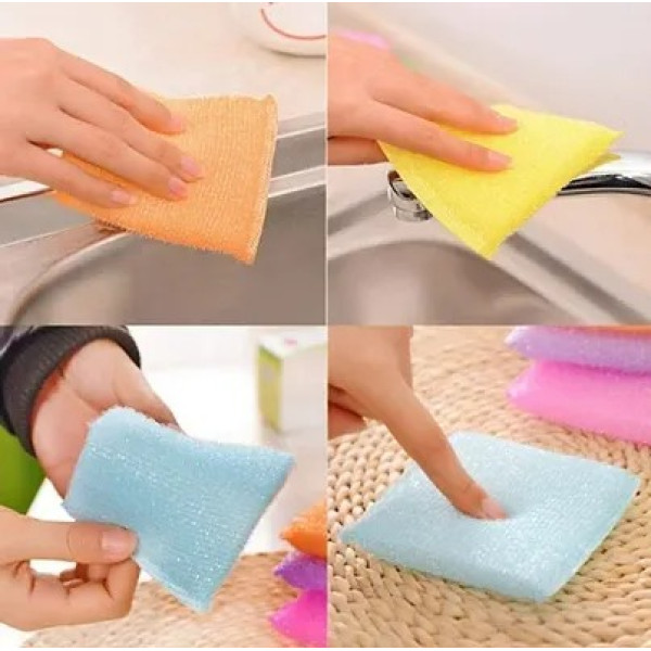 GR-Glitter Non-Scratch Multi Colour Kitchen Utensil Scrubber Pad, Multi-Use Foam Pad Sponge Scourer for Dish [Low Budget Product]