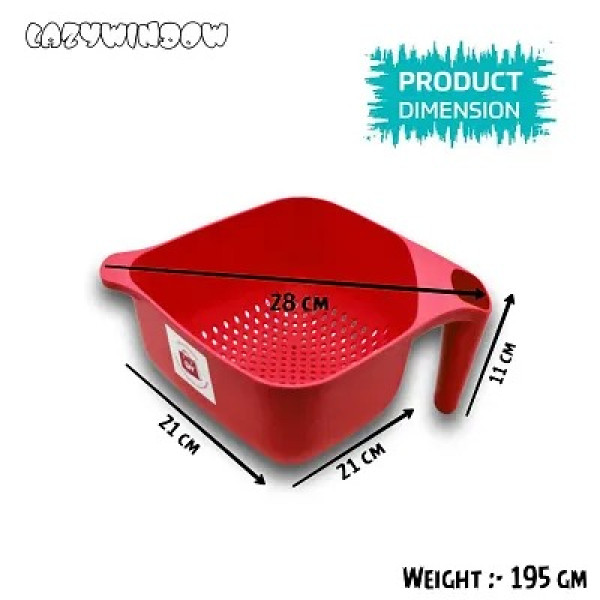 GR-Premium Quality Plastic Multipurpose Vegetable, Fruit, Rice Washing Bowl Basket with Handle,Multicolor [Low Budget Product]