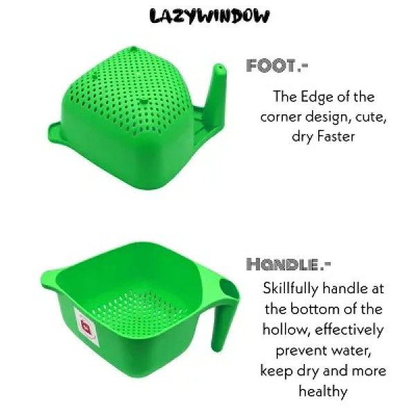 GR-Premium Quality Plastic Multipurpose Vegetable, Fruit, Rice Washing Bowl Basket with Handle,Multicolor [Low Budget Product]