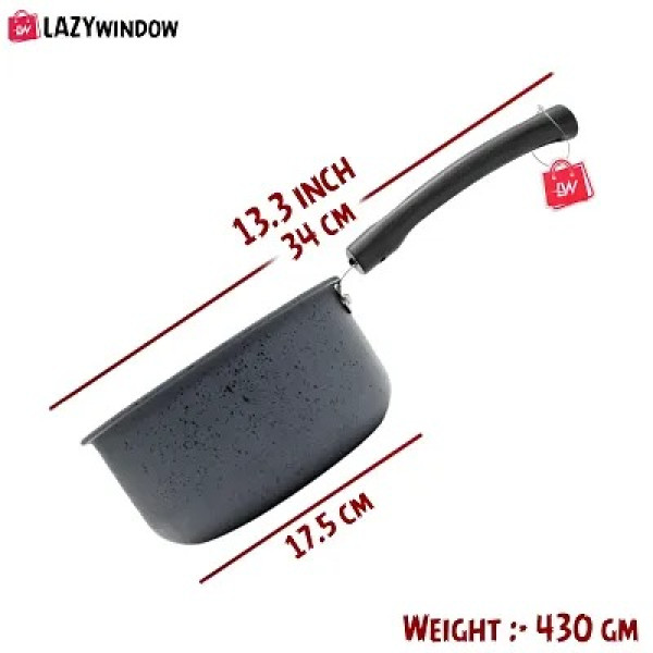 GR-Classy Window Hard Anodized Nonstick Sauce Pan 16 Cm 1 5L Black [Low Budget Product]