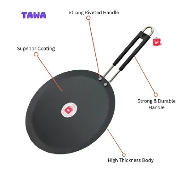 GR-Iron Tawa With Insulated Handle 24cm [Low Budget Product]