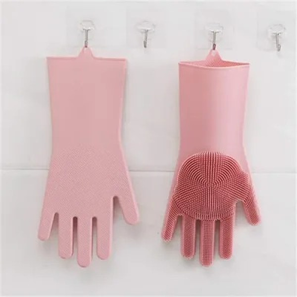 GR-Silicone Reusable Gloves for Dishwashing, Kitchen Cleaning, Utensil Scrubber, Car Washing, Bathroom Cleaner, Pet Grooming [Low Budget Product]