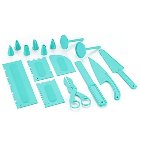 GR-16 Pcs Tool Set for Cake Decoration with stand/Spatula Brush/6 pcs Measuring Cups/Spoons Set [Low Budget Product]