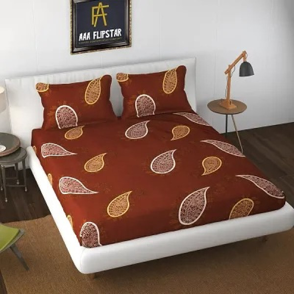 GR-Classic Printed Double Bedsheet with Pillow Cov...