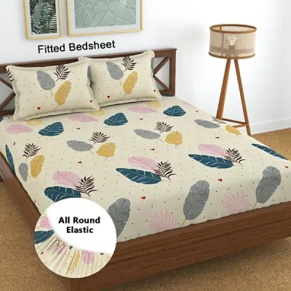 GR-Classic Glace Cotton Printed Bedsheet with Pill...