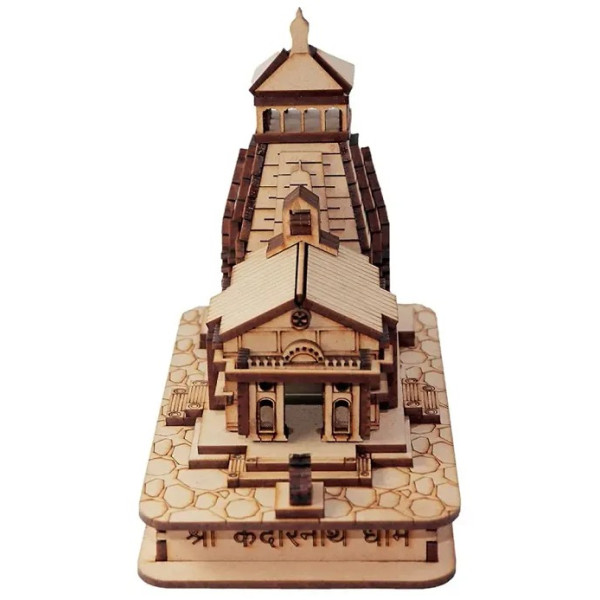 GR-Hand Crafted Wooden Mahadev Kedarnath Temple ( L-9cm, B-5cm, H-8cm) [Low Budget Product]