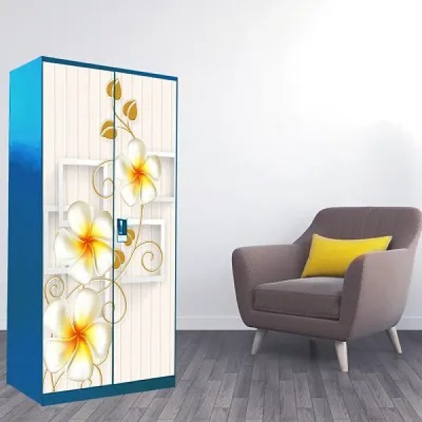 GR-Square Box Flower Almirah Stickers: Stylish Wardrobe Décor [Low Budget Product]