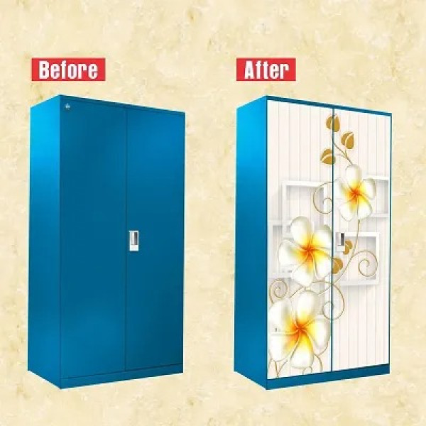 GR-Square Box Flower Almirah Stickers: Stylish Wardrobe Décor [Low Budget Product]
