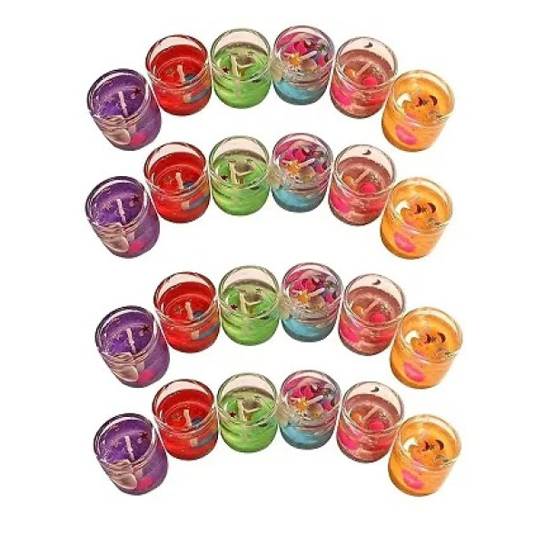 GR-Mini Decorated Glass Jelly Gel Wax Candles - Se...