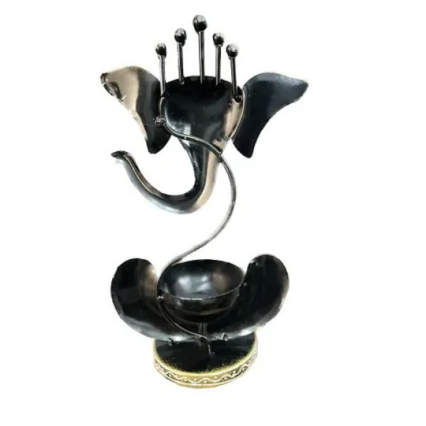 GR-Handicrafy Iron Ganesha Decorative T-Light Cand...