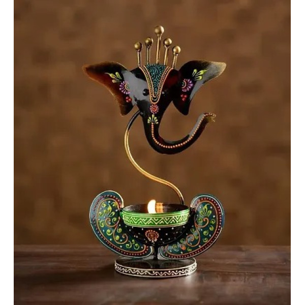 GR-Handicrafy Iron Ganesha Decorative T-Light Candle Holder [Low Budget Product]