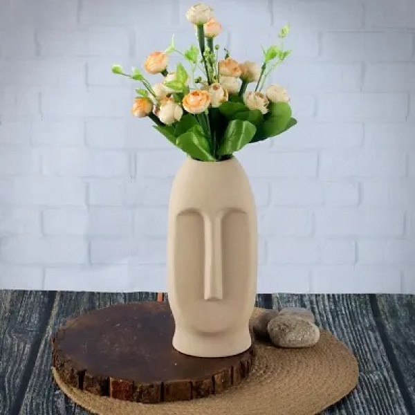 GR-Handicrafts Face Shape Ceramic Vases - Matte White [Premium Product]