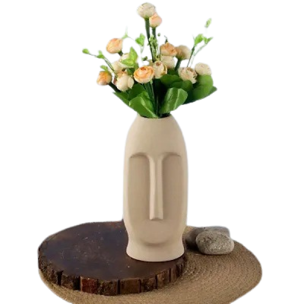 GR-Handicrafts Face Shape Ceramic Vases - Matte Wh...