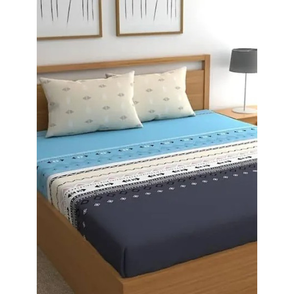 GR-Sleek Sophistication: Queen Size Glace Cotton Bedding Set with Pillowcovers [Premium Product]