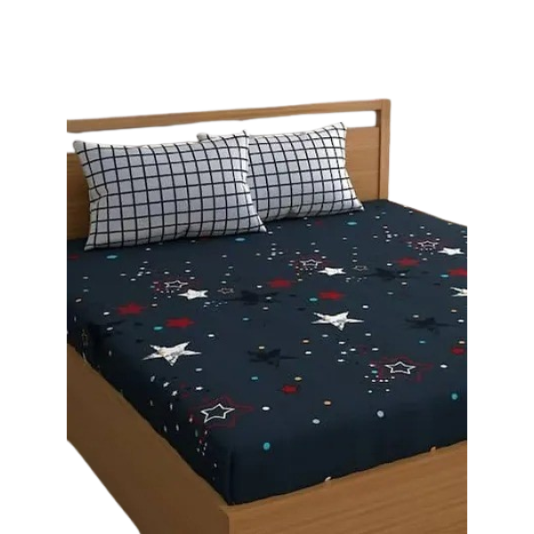 GR-Stylish Glace Cotton Queen Size 1 Bedsheet + 2 ...