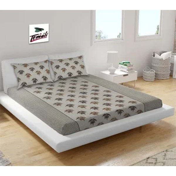 GR-Colorful Comfort: Multicolored Printed Glace Cotton Fitted Bedsheets Set [Low Budget Product]