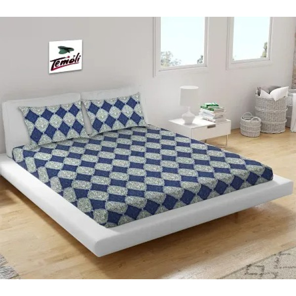 GR-Royal Elegance: Floral Print Jaipuri Bedsheet Set for Double Bed [Low Budget Product]