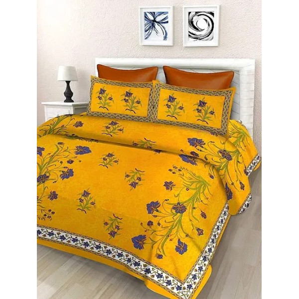 GR-Luxurious Comfort: JR Print Oxy Peacock Print King Bedsheet [Low Budget Product]