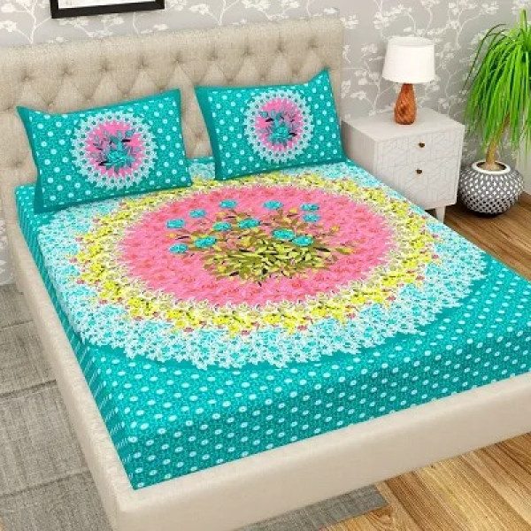 GR-Creation Cotton Double Bedsheet With 2 Pillow Cover [Low Budget Product]