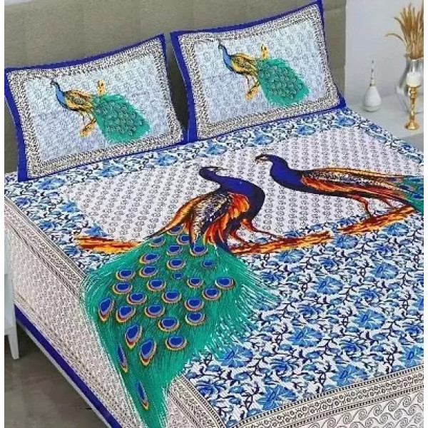 GR-Leo Creation Cotton Double Bedsheet With 2 Pillow Cover [Low Budget Product]