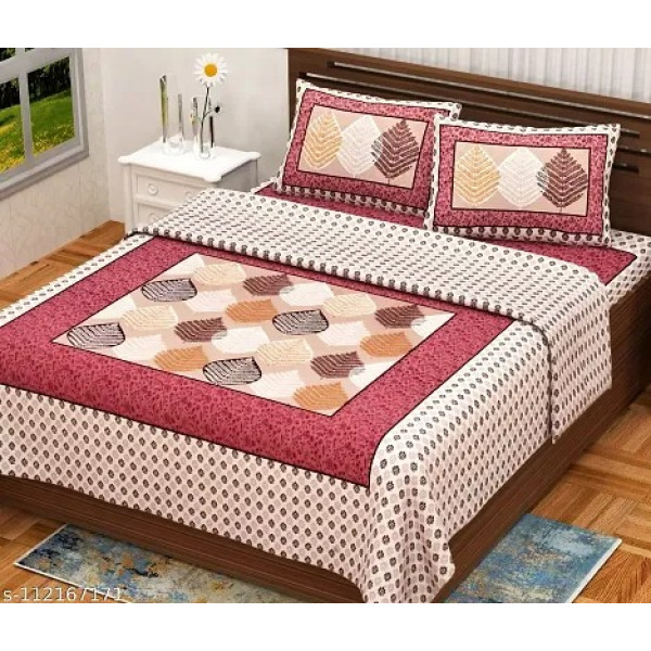 GR-Leo Creation Cotton Double Bedsheet With 2 Pillow Cover [Low Budget Product]